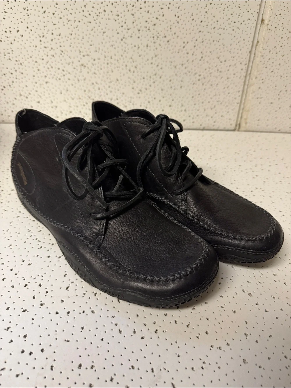 Patagonia Skywalk Men's Black Leather Lace-Up Casual Shoes